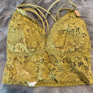 Pink Victoria Secret Olive Green Lace Bralette Top NWT XS